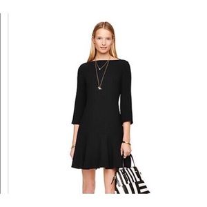 Kate Spade Crepe Flounce Black Dress